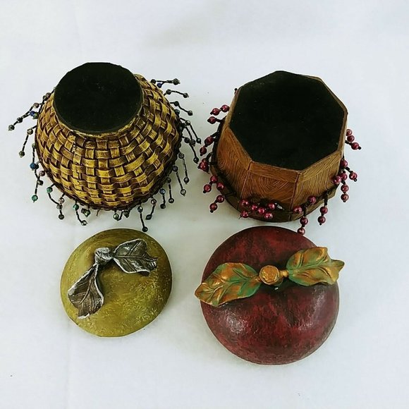 Storage Box Caddy with Lids Apple Pear Beaded Decorative Resin - Picture 6 of 10